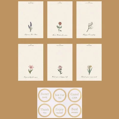 6PCS Vintage Botanical Greeting Cards Simple Cards Valentine's Day Mother's Day Wedding Birthday Message Wishes Thank You Cards