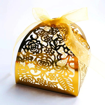 25/50/100pcs Laser Hollow Cut Wedding Candy Boxes with Thank You Tag Valentine's Day Gift Chocolate Packaging Box Party Favors