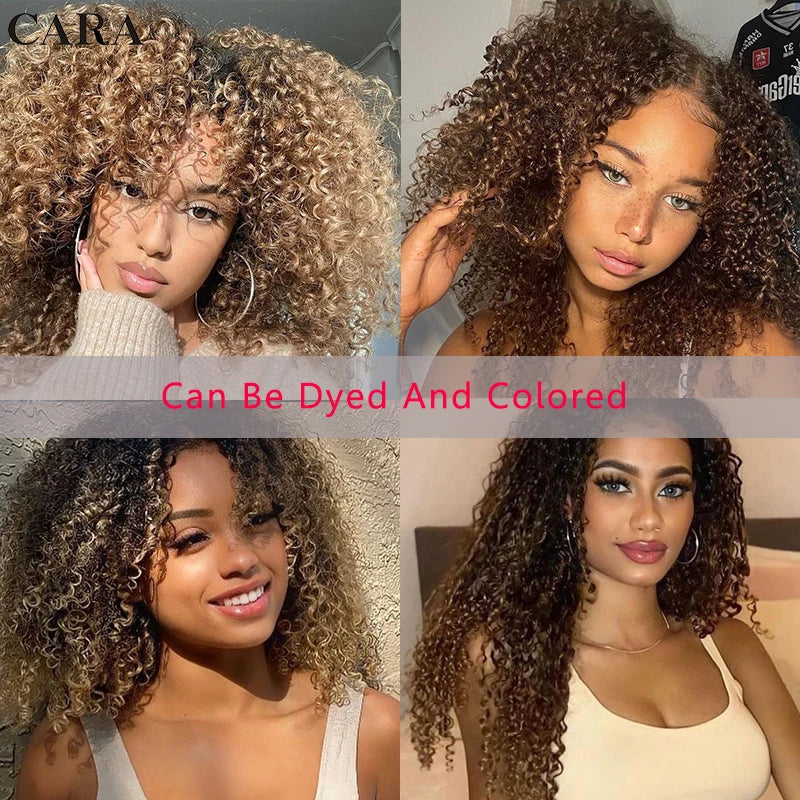 3C 4A Human Hair Bundles Mongolian Afro Kinky Curly Weave For Black Women Sassy Curl Virgin Human Hair 4 Bundles Natural Color