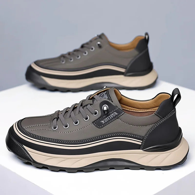2025 High Quality Brand Men's Leather Casual Shoes Outdoor Hiking Shoes Anti Slip Wear-resistant Men's Hiking Shoes Breathable