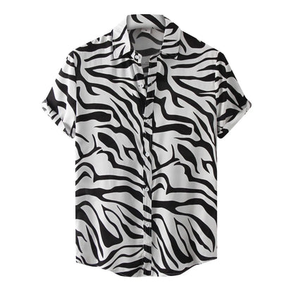 Urban Hippie Shirt – Men's Trendy Tie-Dye Print Short Sleeve Button-Up with Modern Marbled Color Blends