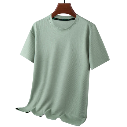 Summer O Neck Short Sleeve t-Shirts For Men Casual Waffle t-Shirt Mens Breathable Soild Tops Fashion t Shirt Tee Man Clothing