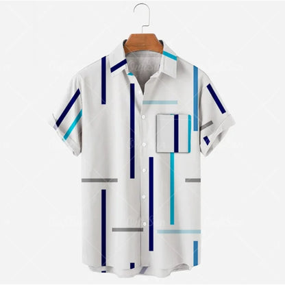 Summer 2024 Men's Short Sleeve Shirts Elegant Design Hawaiian Clothing Classic Fashion Tops