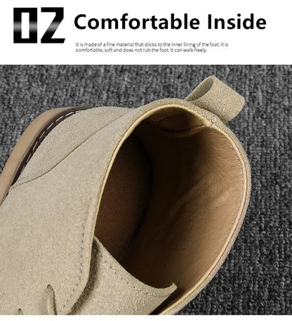 British Style Brown Men’s Suede Leather Boots Comfort Chelsea Boots Men Lace-Up Pointed Ankle Boots For Men botas para hombre