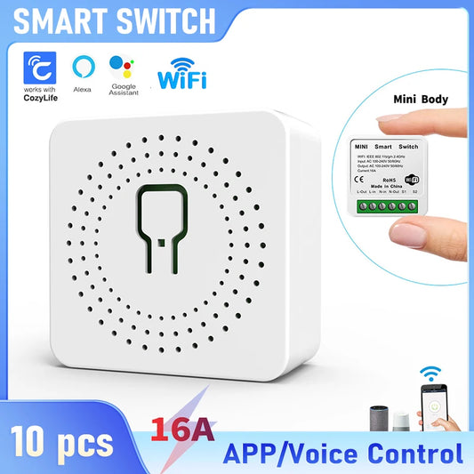 10 Pcs Smart Wi-Fi Switch Work With CozyLife APP Remote & Voice Control (Alexa/Google Home),16A Smart Wi-Fi Power Controller