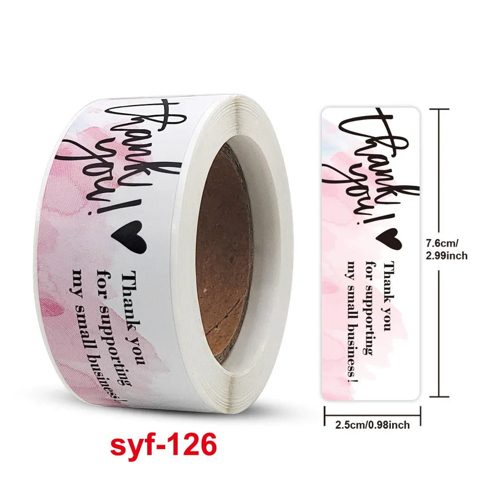 120Pcs Roll Creative DIY Flower Thank You Stickers for Handmade Products Stationery Business Envelope Lable for Gifts 1x3inch