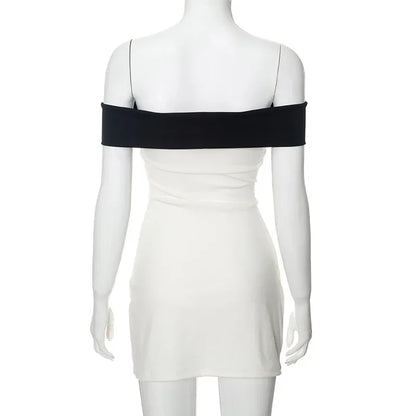 Bow Splice Mini Dress For Women Slim High Waist Sexy Off Shoulders Dresses Femme Party Retro Wedding Elegant Dress Woman