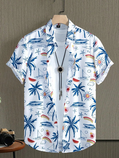 Aloha Summer Essential! Breathable Men's Hawaiian Shirt with Exotic Floral Patterns - Perfect Island Vacation Wear