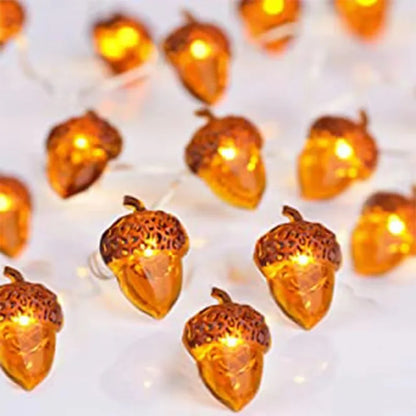 30 LEDs Acorn String Lights Thanksgiving Decorations 9.8ft Fall Lights Forest Decor Fairy Decorative Lights Battery Powered for