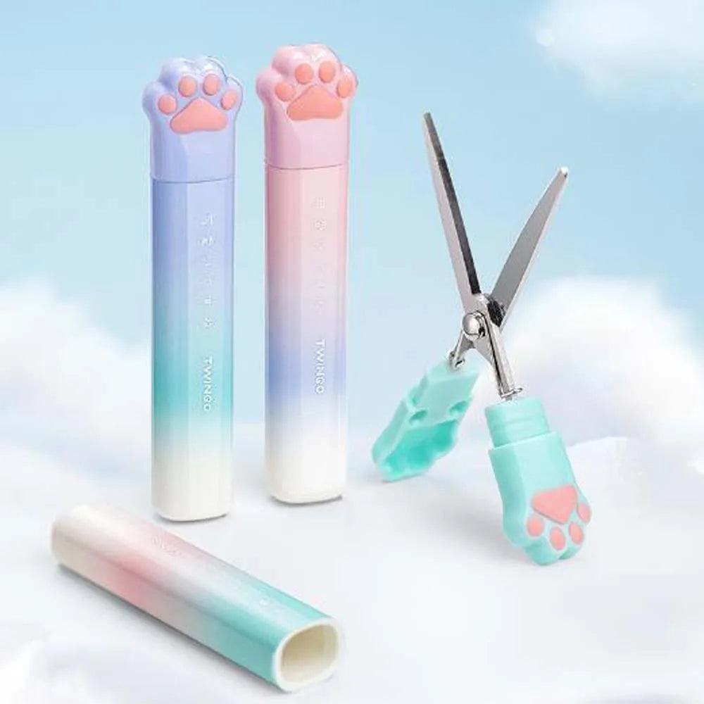 1PC Cute Cat Claw Portable Scissors, Creative Pen Ledger Tools, Gradient Stationery Scissors