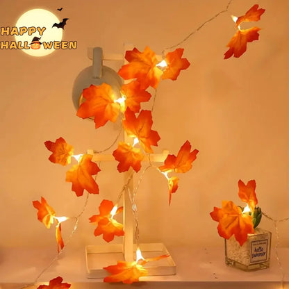 1PC 10/20/30/40 LED Double Maple Leaf Light String Battery Powered For Home Holiday Arrangement Scene Thanksgiving Fall Decor