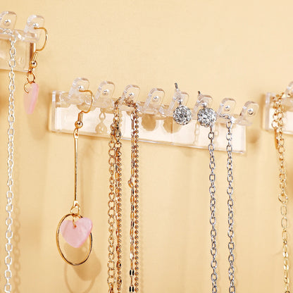 3Pack Necklace Holder, Necklace Organizer Wall Mounted with 8 Hooks, for Hanging Jewelry, Bangles, Bracelets and Rings