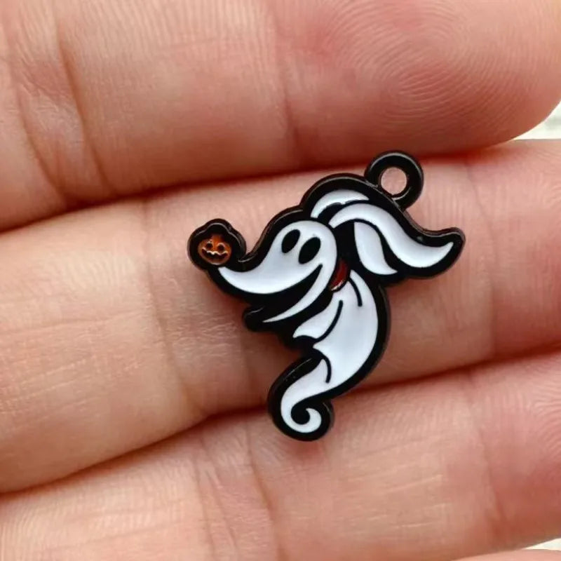 10pcs Halloween Charm Jewelry Accessories Enamel Necklace Earring Pendant Diy Making Supplies Alloy Metal Black Plated