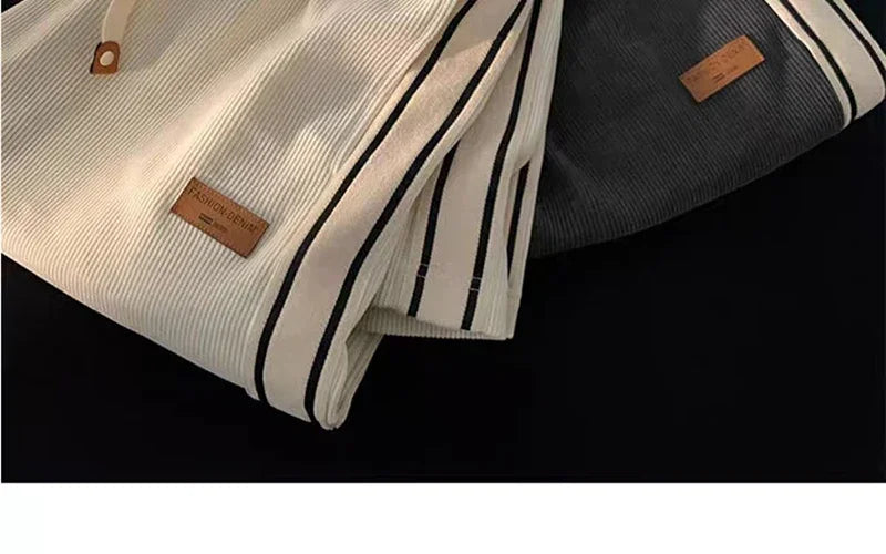 2024 Corduroy Striped Sweatpants Women Streetwear Thick Wide Leg Pants Y2K Harajuku High Waist Joggers Korean Baggy Trousers