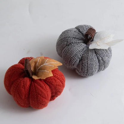 Autumn Harvest Crochet Pumpkins Handmade Pumpkin Ornament Set of 3 Mini Knit Pumpkins for Thanksgiving Table Decor Realistic