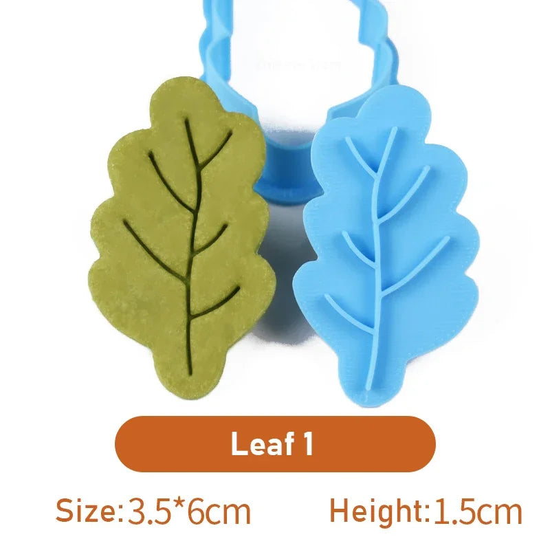 Autumn Leaves Squirrel Owl Fox Pattern 3D Biscuit Mould Thanksgiving Chestnuts Pine Cones Fondant Cookie Cutter Mold Baking Tool