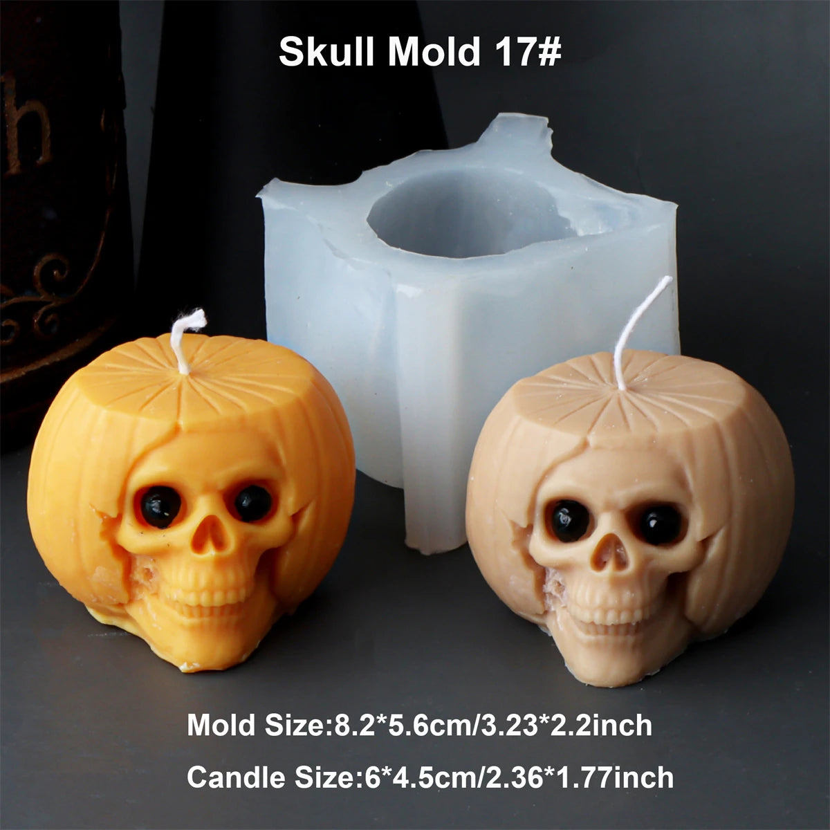 Square Pumpkin Candle Silicone Molds 3D Skull Pillar Candle Mold for DIY Ghost Pumpkin Epoxy Resin Halloween Party Home Decor
