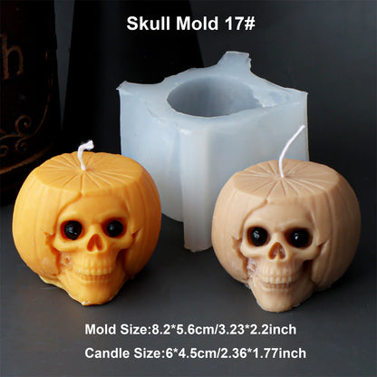 Square Pumpkin Candle Silicone Molds 3D Skull Pillar Candle Mold for DIY Ghost Pumpkin Epoxy Resin Halloween Party Home Decor