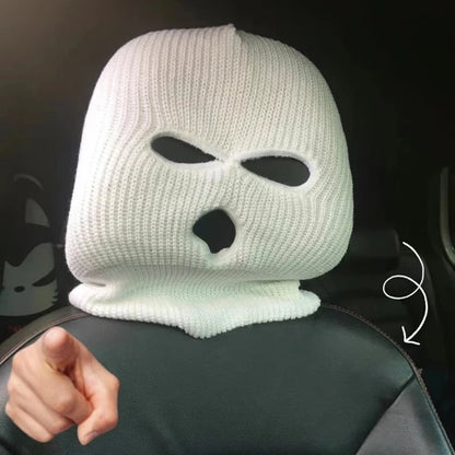3 Hole Balaclava Full Cover Car Seat Headrest Universal Halloween Christmas Funny Car Decoration