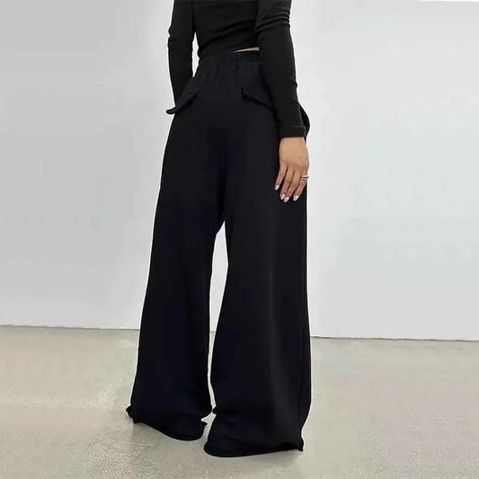 100% Cotton Loose Wide Leg Pants Women Fall Fashion Japanese High Waist Drawstring Casual Sweatpants Y2K Hip Hop Streetwear New