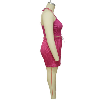Waterarea Plus Size Women's Set Knit Ribbed Tank Top and Pocket Side Shorts Suit 2025 Summer INS Two 2 Piece Set OutfitTracksuit