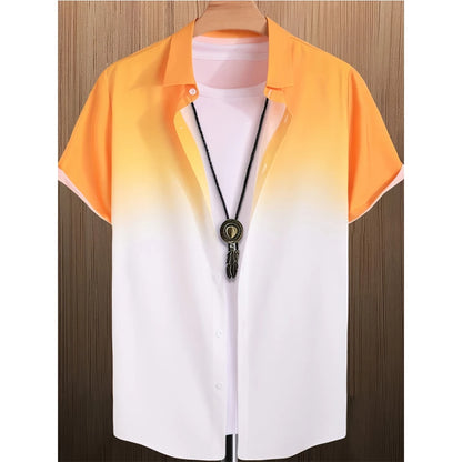 Summer Coconut Tree 3D Print Gradient Hawaiian Beach Shirts Men Women Casual Fashion Streetwear Lapel Short Sleeve Shirt Blouse