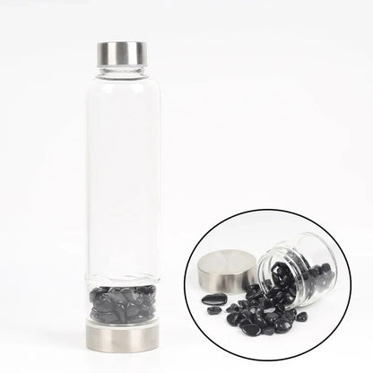 550ML Creative Natural Quartz Crystal Glass Water Bottle Irregular Stone Cup Point Wand Healing Infused Elixir Cup Natural Stone