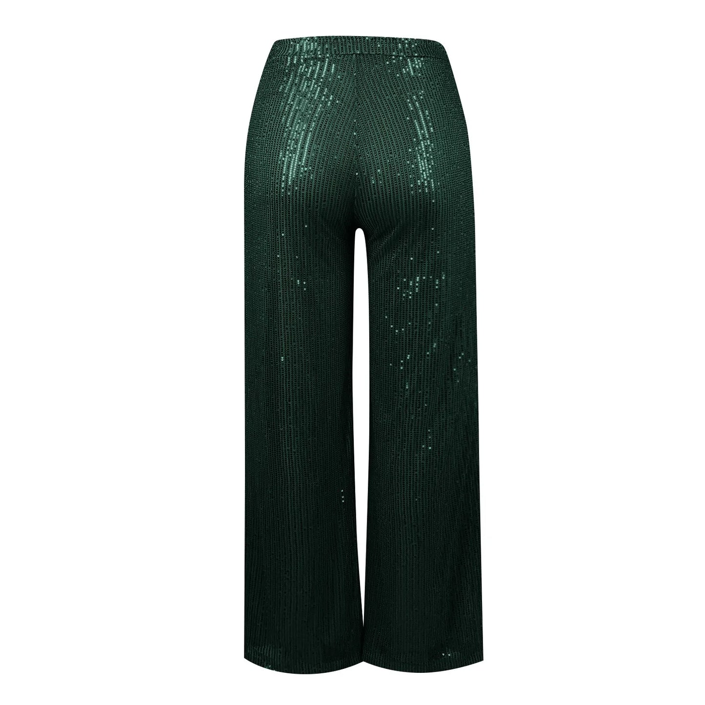 Women's Fashion Solid Color High Waist Sequin Side Zipper Draped Wide Leg Pants Pants for Women Women’s Pants Women’s Pants 2024