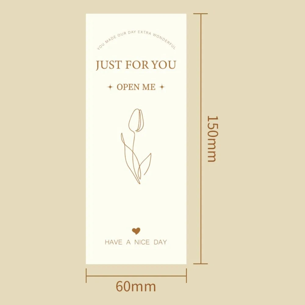50pcs New Rectangular Thank You Sticker 6x15cm Handmade Gift Box Package Decor Flowers Pattern Stickers for Birthday Wedding