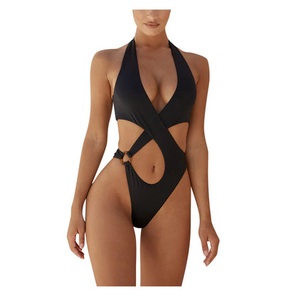 Swimsuits Women's Plus Size Bathing Suit Tummy Control Swimwear Women Sexy Hollow One Piece Swimsuits High Waist Bikini Bottoms