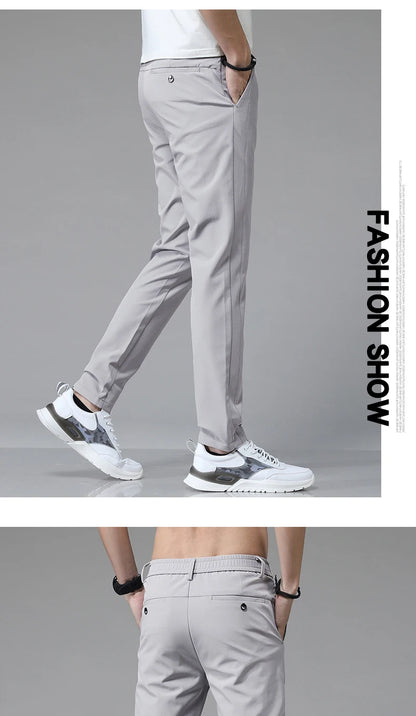 2024 Spring Summer Ultra-thin Men's Stretch Slim Straight Casual Pants High Quality Fashion Breathable Golf Sports Trousers