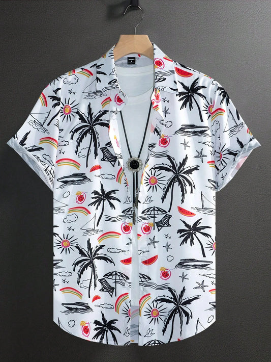 Aloha Summer Essential! Breathable Men's Hawaiian Shirt with Exotic Floral Patterns - Perfect Island Vacation Wear