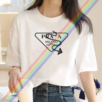 Women's luxury brand Fashion cartoon dog print women's T-shirt 2025 summer street fashion women's T-shirt Top women's T-shirt