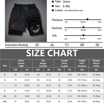 Summer Men Running Shorts Fitness Gym Training 2 in 1 Sports Shorts Quick Dry Workout Jogging Double Deck Shorts