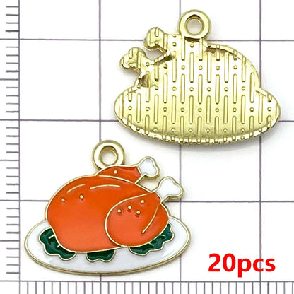 20pcs Thanksgiving Charms Alloy Turkey, Maple Leaf, Pine Cone, Scarecrow, Pumpkin Pendants for DIY Jewelry Making Accessories