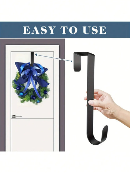 1pc Christmas Wreath Hook Metal Wreath Door Hanger Front Door Decor Thanksgiving Christmas Welcome Sign Hanger Storage Hooks
