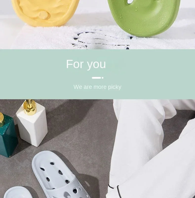 Bathroom Slippers Women Leaking Sandals Cheese Slides Summer Eva Shoes For Men Soft Anti-Slip Flip Flops Couples Indoor Slipper