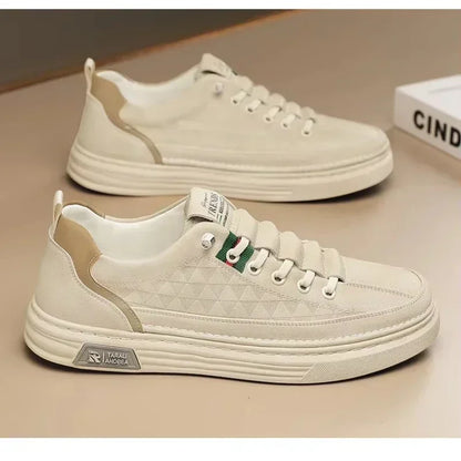Upgrade your style with Men's Vulcanize Shoes 2025 /White Leather Casual Shoes/