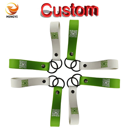 50PCS Custom 20mm Widened Silicone Keyrings Customizable QR Code Personalized Customized Rubber Keychains ID Keytags Car LOGO