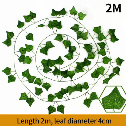 2M Artificial Maple Leaf Garland Thanksgiving Christmas Hanging Wall Decor Fake Fallen Leaves Autumn Decor Rattan Wedding Props