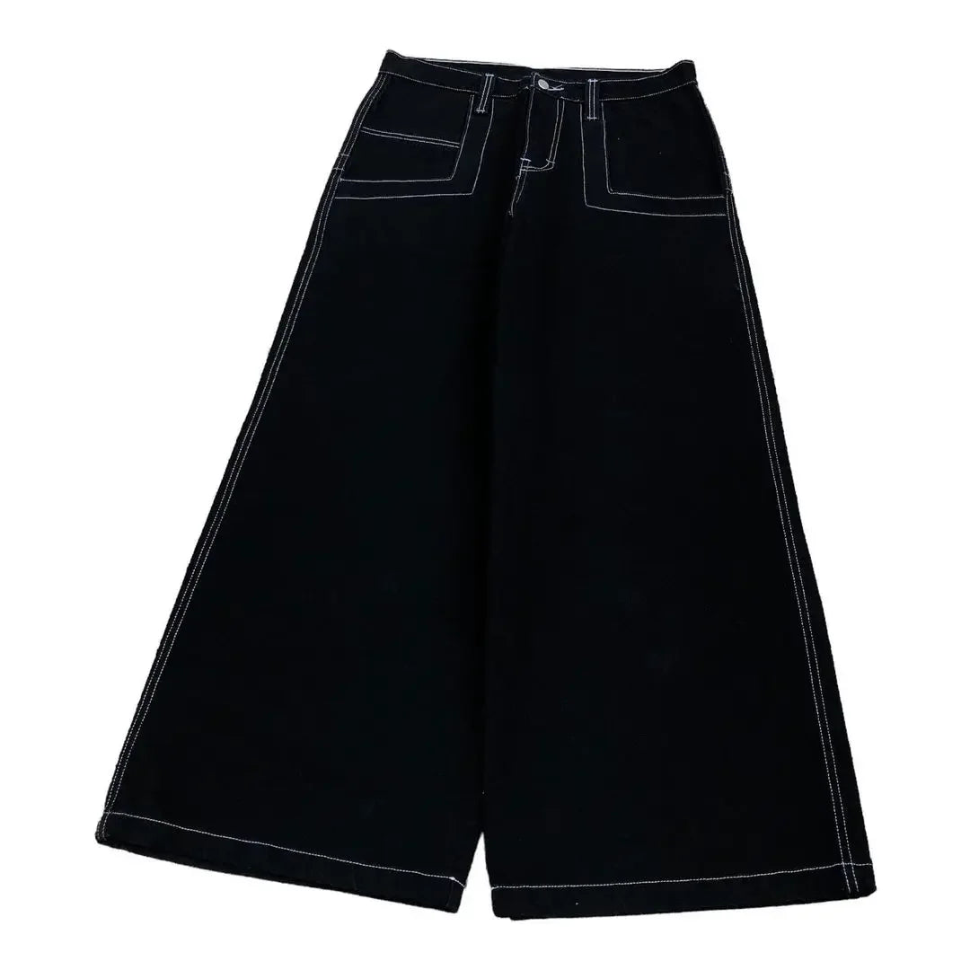 Wexwear Jeans New Y2K Harajuku Hip Hop Letter Embroidered Retro Baggy Jeans Denim Pants Men Women Goth High Waist Wide Trousers