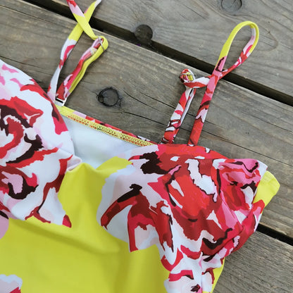 2023 New 2PC Push Up Women Bikini Set Skirt Floral Printed Bikinis Strappy Bandage Swimwear Brazilian Biquini Bathing Suit