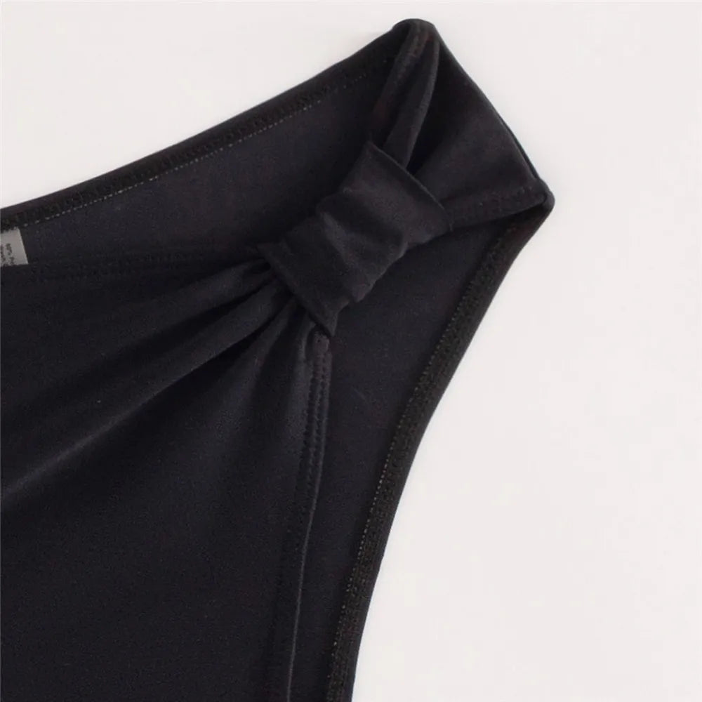 Brown One Shoulder Bikini High Waist Sexy Swimsuit Women 2025 Solid Swimwears Bathing Suit Bandeau Bikinis Sets De Mujer Biquini