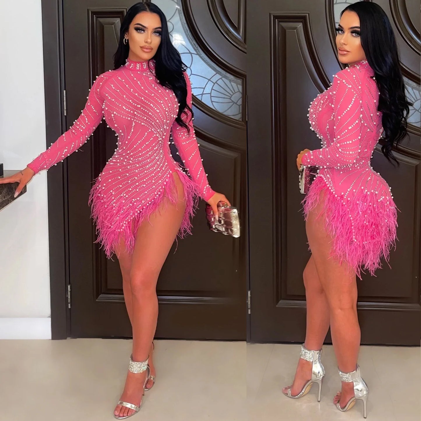 2022 Summer Fashion Sexy Tassel Mesh Embroidered Dress Women Irregular Short Skirt Mid-waist