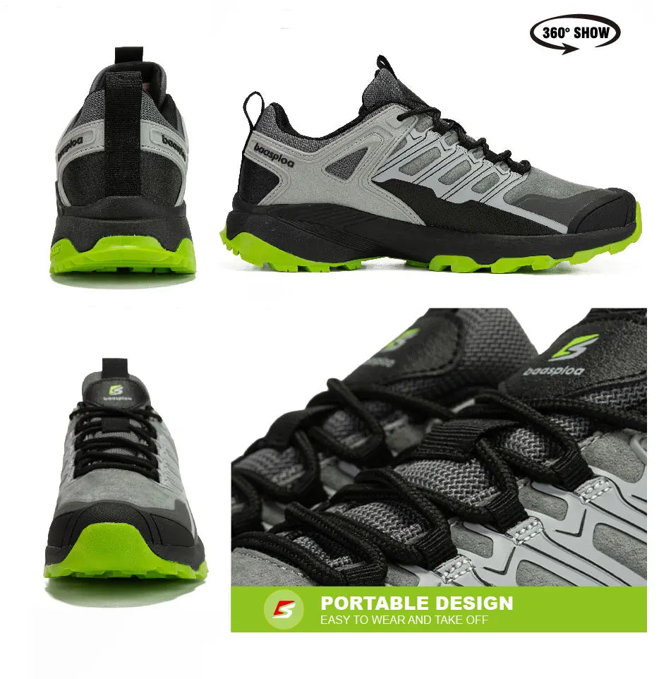 Baasploa Men Hiking Shoes Waterproof Outdoor Sneakers for Men Casual Sneakers Anti-Skid Wear-Resistant Male Shoes New Fashion
