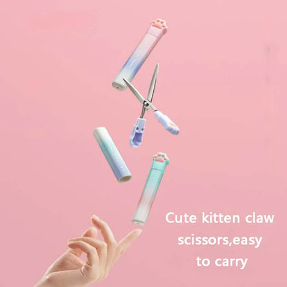 1PC Cute Cat Claw Portable Scissors, Creative Pen Ledger Tools, Gradient Stationery Scissors