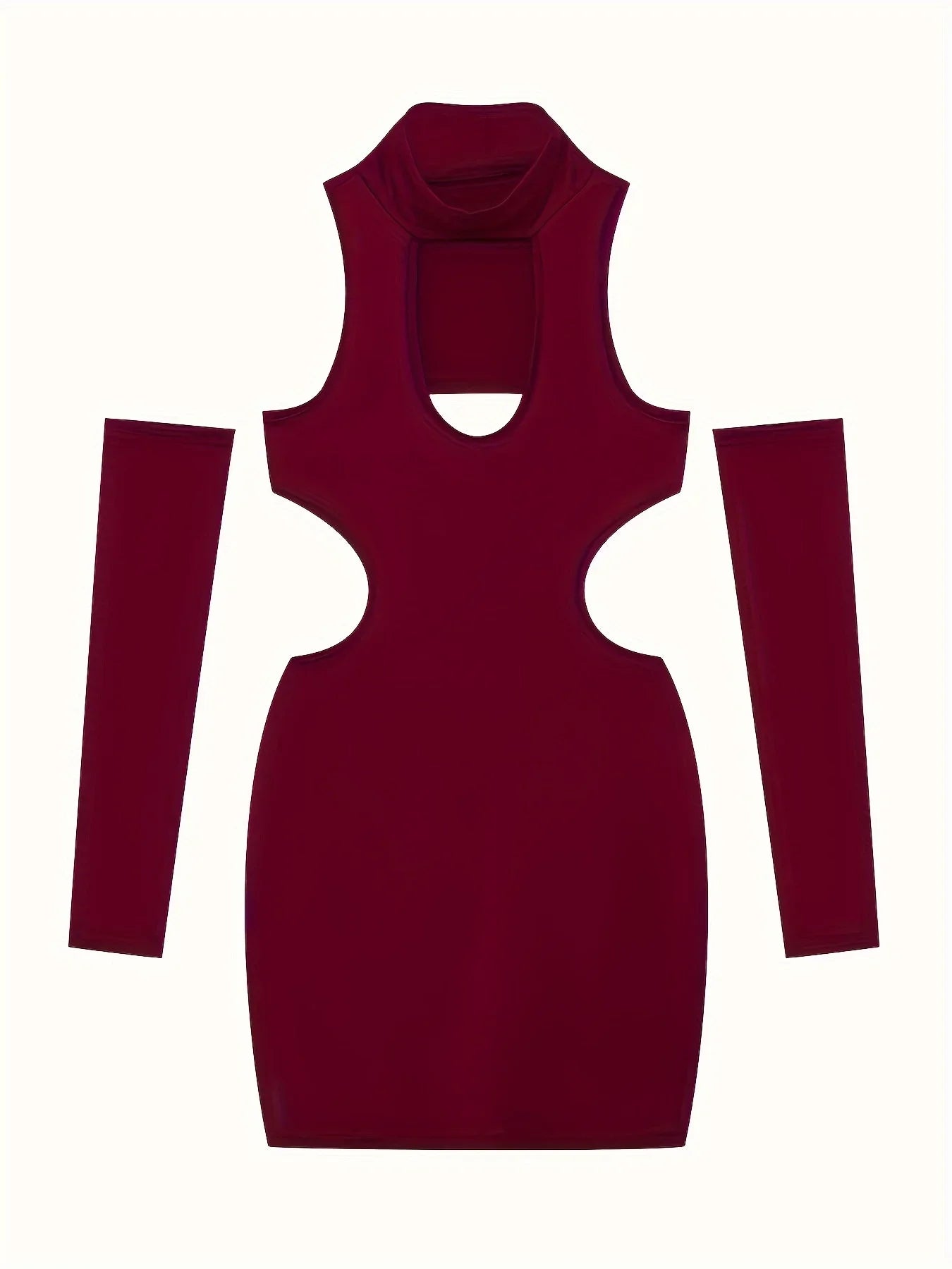 Spring Summer New European and American Solid Color Sexy Hollow Hanging Neck Tight Wrapped Hip Dress