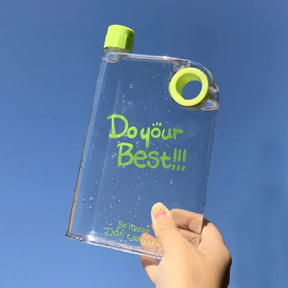 420ml Flat Water Bottle Clear Slim A5 Backpacks Water Bottle Portable Travel Mug Outdoor Sports Water Bottle For Camping Hiking