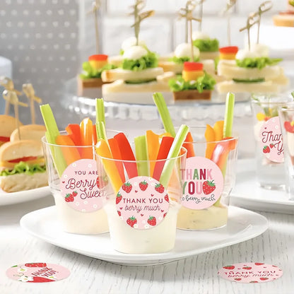 500pcs Strawberry Thank You Stickers，DIYAdhesive Labels Envelope Gift Sealing Stickers Birthday Party Cupcake Decoration Sticker