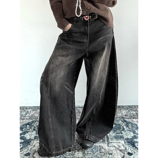 Y2K Spring and Autumn Trendy Straight leg Washed Jeans for Men and Women American Couple Personalized Loose Retro Casual Pants